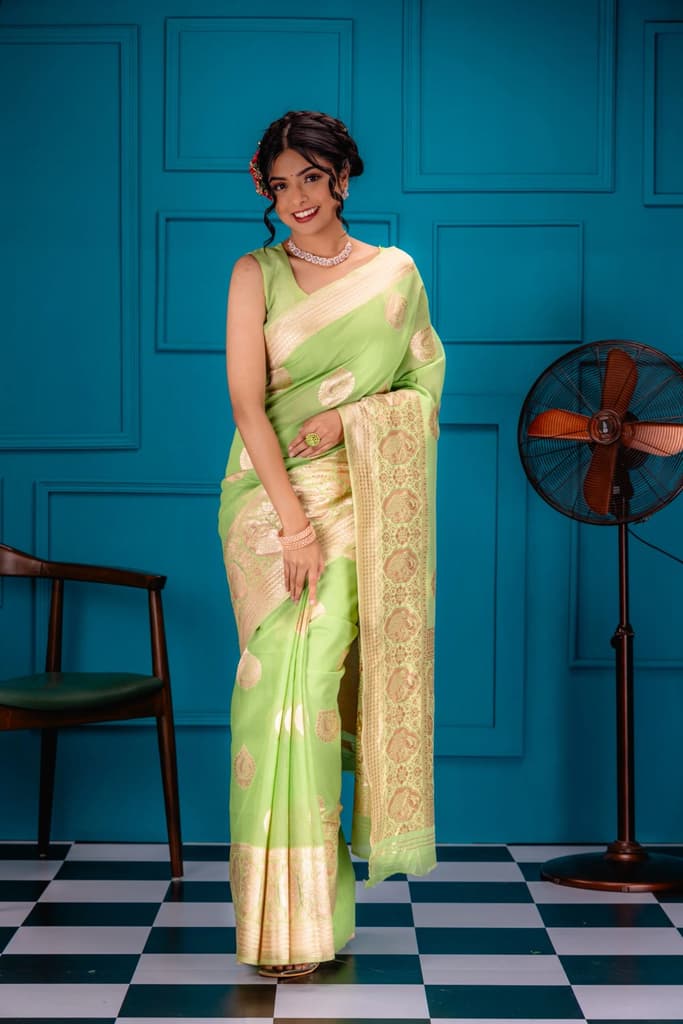 Mimosa Women's Woven Design Banarasi Style Art Silk Saree With Blouse Piece : SA00001754PSFREE — Pista