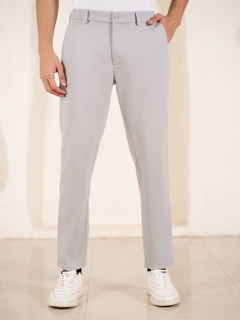 Malai Light Grey Soft-touch Slim Fit Power Stretch Pants — photo 9
