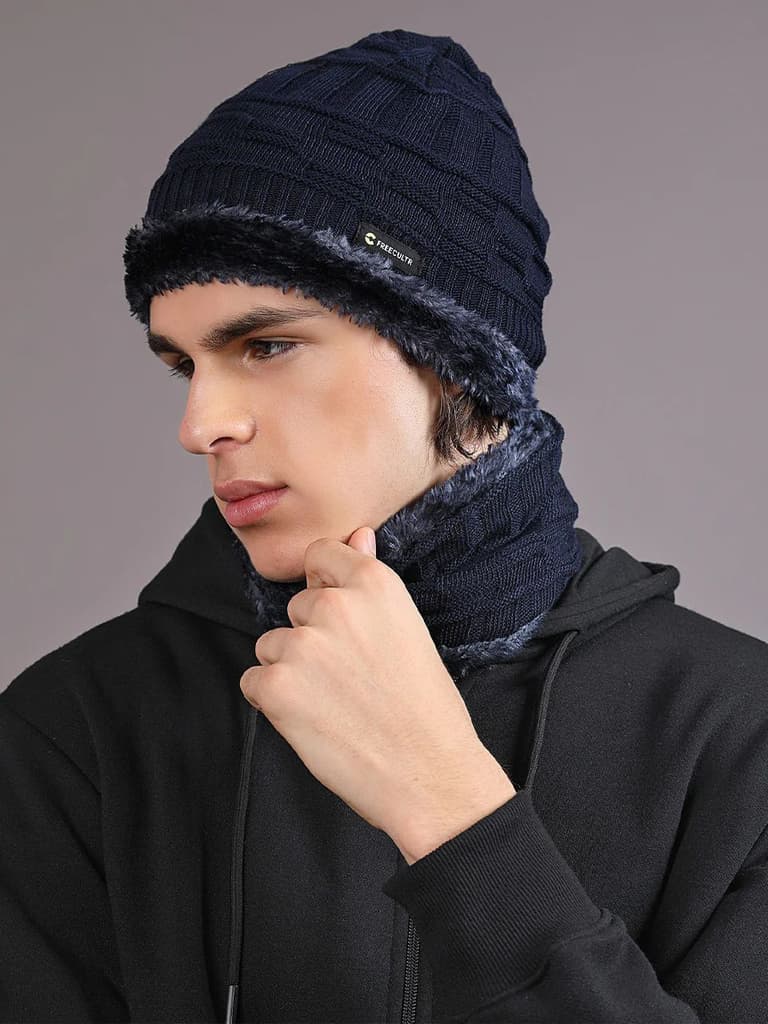 Unisex Woolen Beanie Cap Plus Wrap — photo 4
