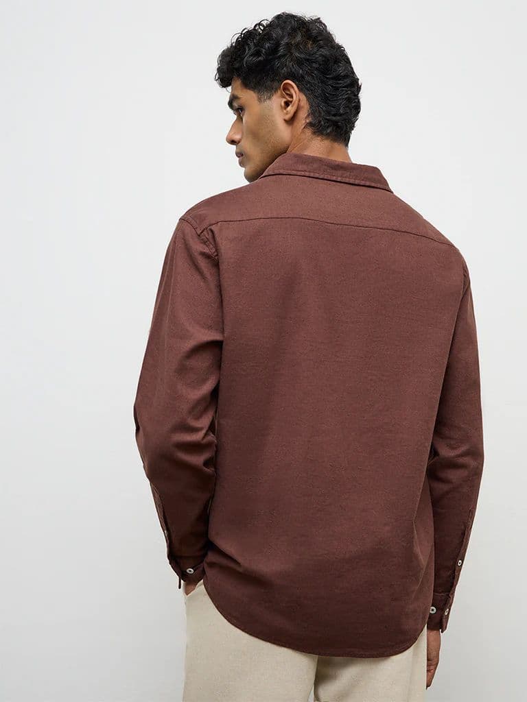ETA Brown Relaxed-Fit Cotton-Blend Shirt — photo 4