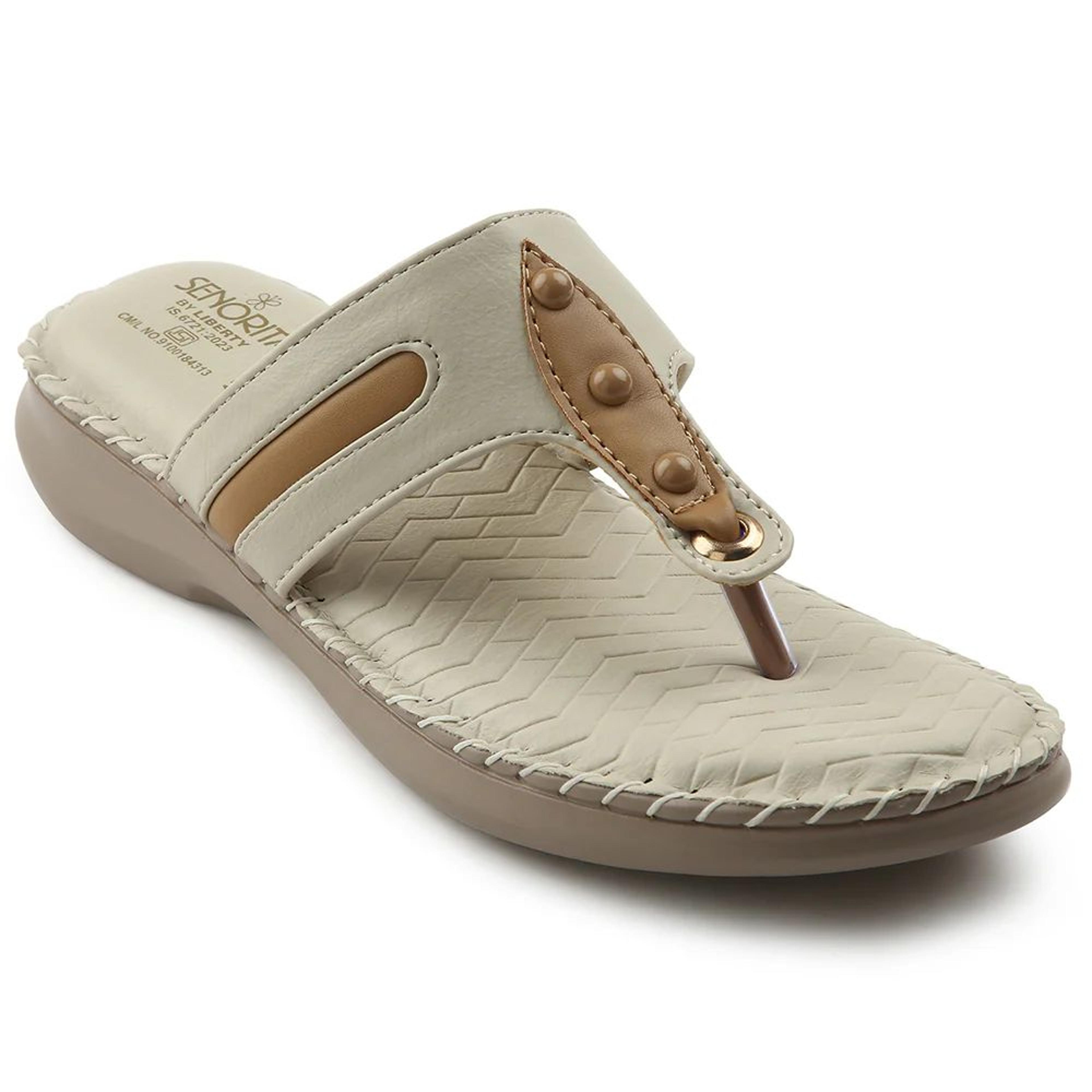 Senorita Cream Casual Slipper For Women S624-02 By Liberty