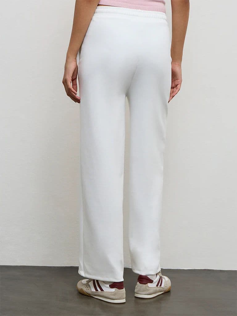 Nuoflexx White Pipeline-Detail High-Rise Track Pants — photo 4