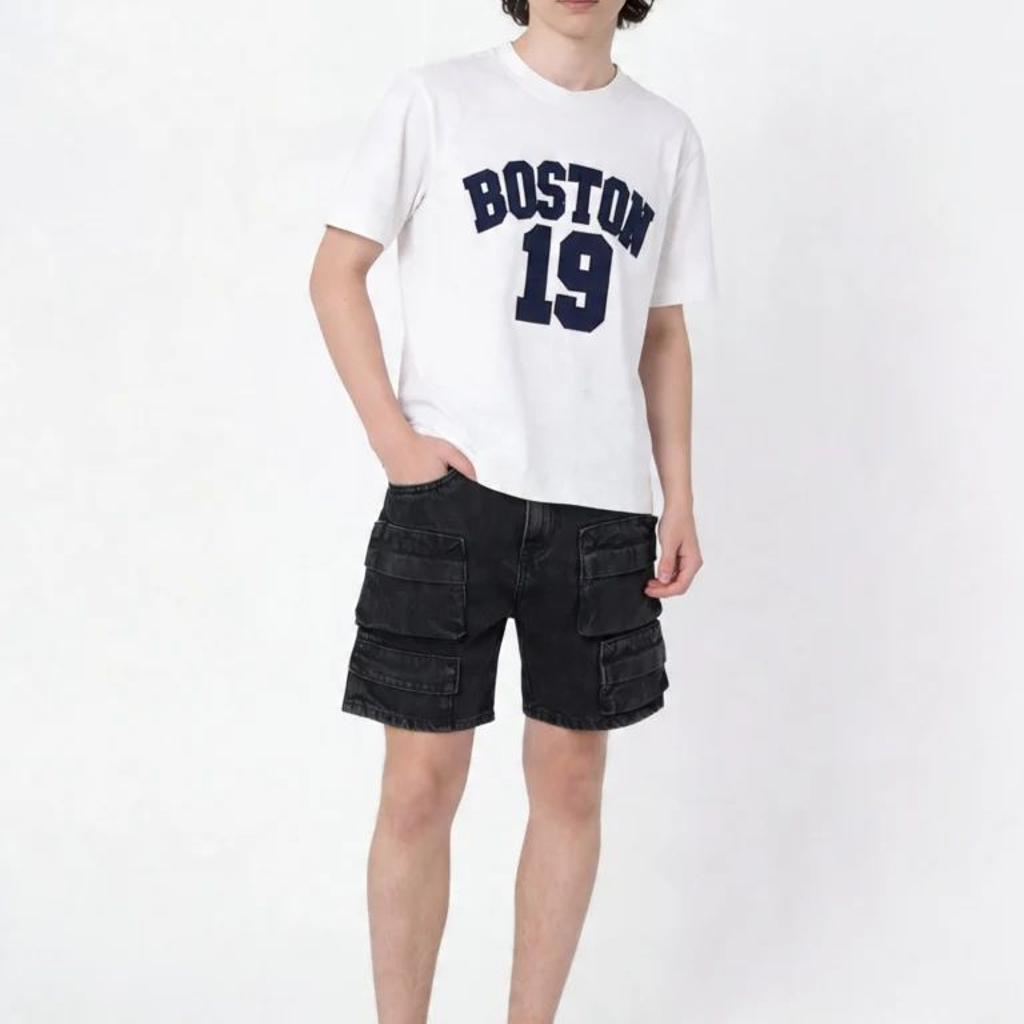 Y&F Kids Boys Off-White Boston Graphic Print Cotton T-Shirt