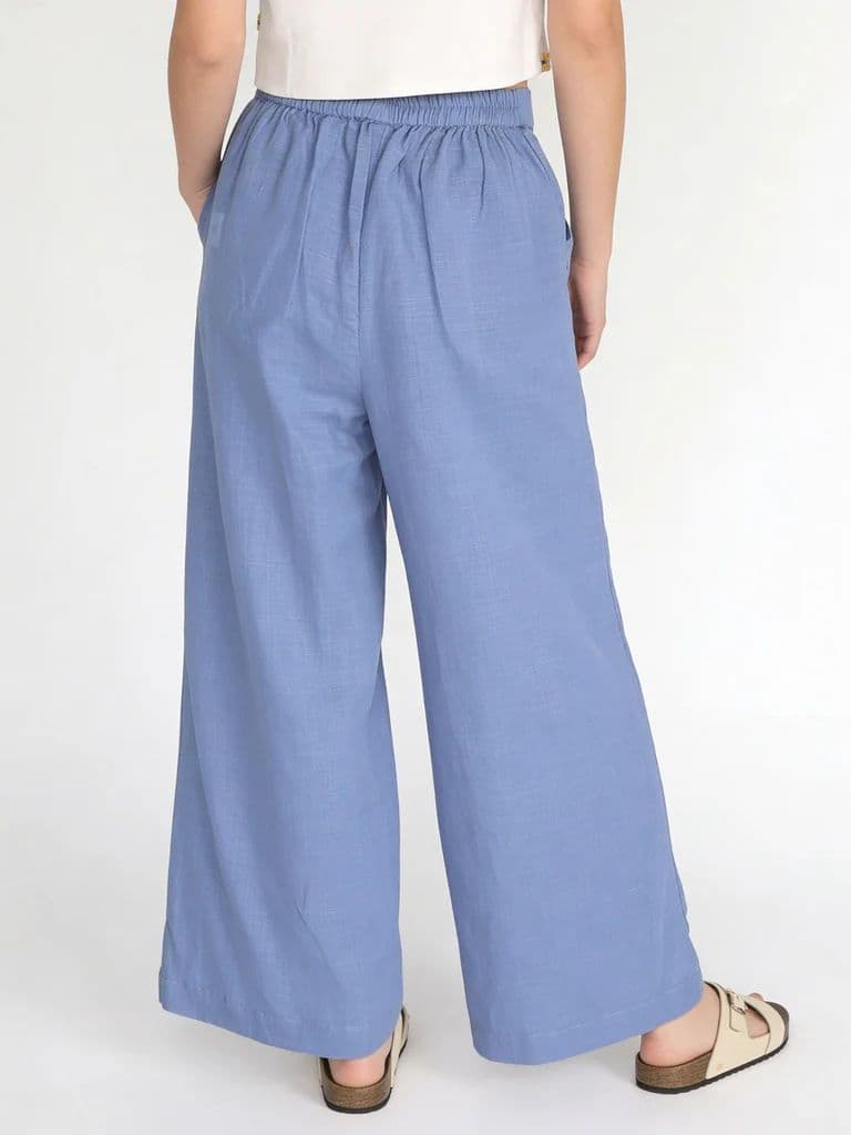 Utsa Kids Girls Blue Solid Cotton Wide-Leg Pants - (8-14 yrs) — photo 2