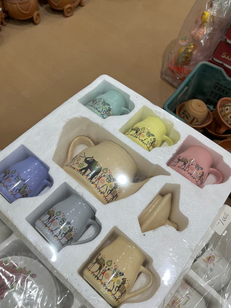 Mug Set | Ceramic | White | Multi-colored designs
