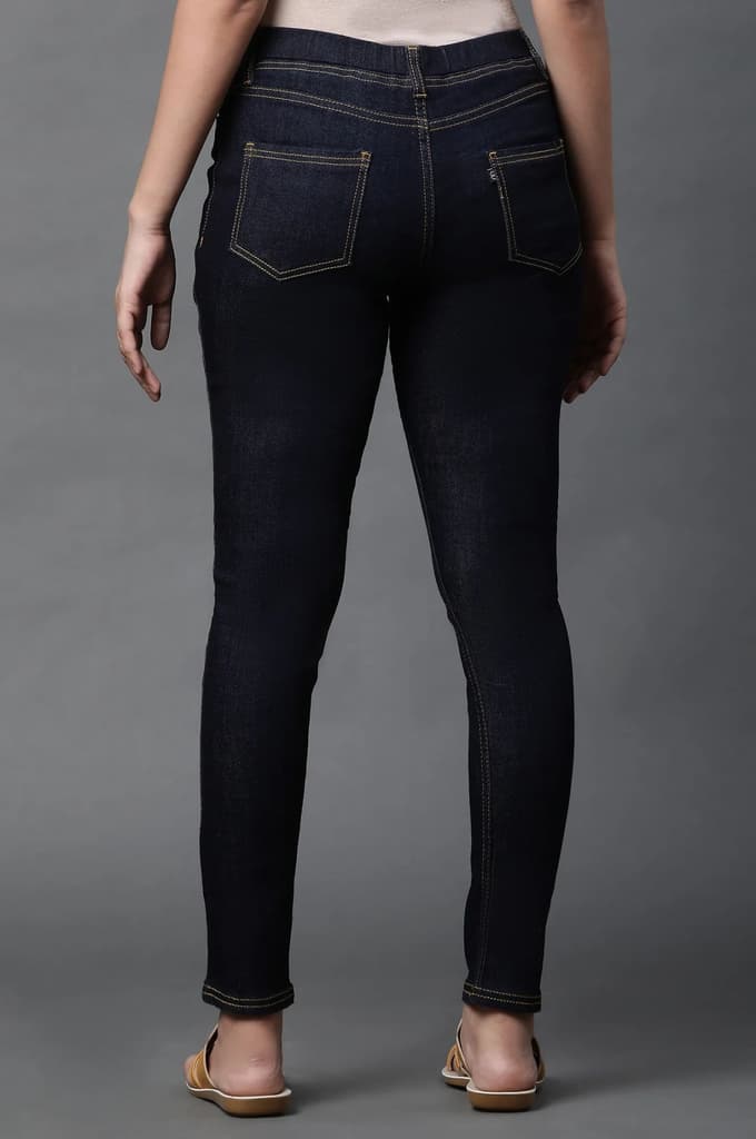 Blue Yarn-Dyed Denim Jeggings — photo 3