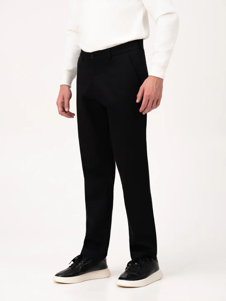 Noctara Black Relaxed Fit Stretch Chinos for Men — photo 10