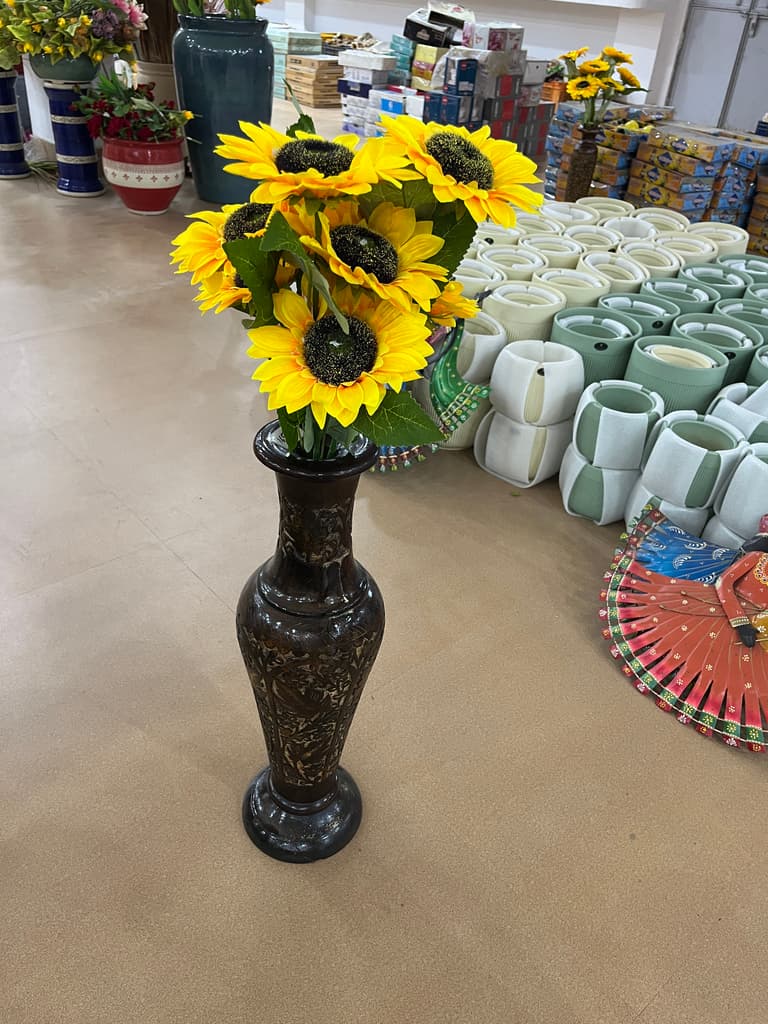 Vase with Flowers | Home Decor | Ceramic | Brown and Yellow