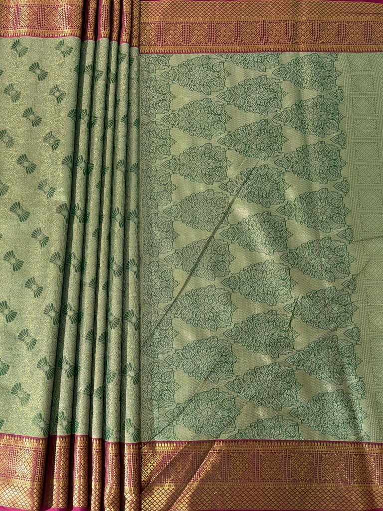 MIMOSA Women's Woven Design Kanjivaram Style Art Silk Saree with Blouse Piece - Green (SA00002804GRNFREE) — photo 7