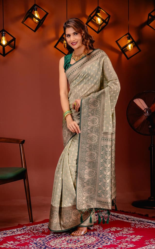 Mimosa Women's Woven Design Kanjivaram Style Art Silk Saree With Blouse Piece : SA00001612PSFREE — photo 4