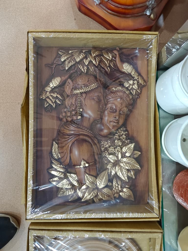 Wooden Statue of Woman and Child | Handcrafted | Brown | Decorative