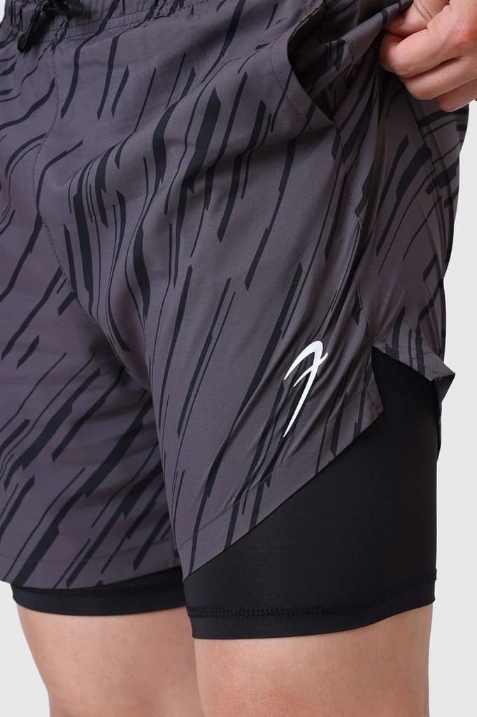 2 in 1 Printed Compression Shorts Graphite — photo 3