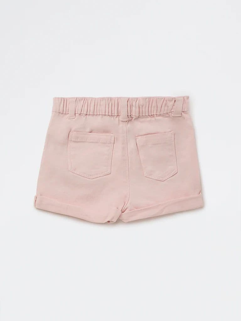 HOP Baby Girls Pink High-Rise Denim Shorts — photo 4