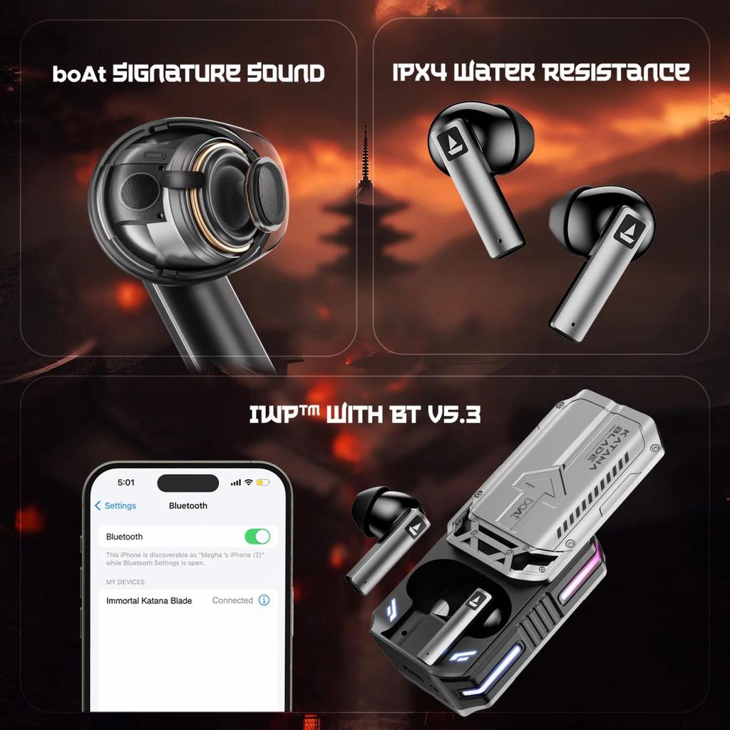 boAt Immortal katana Blade 2.0 | Bluetooth Gaming Wireless Earbuds with BEAST™Mode, Dynamic RGB LEDs, 70 Hours Playback — photo 7
