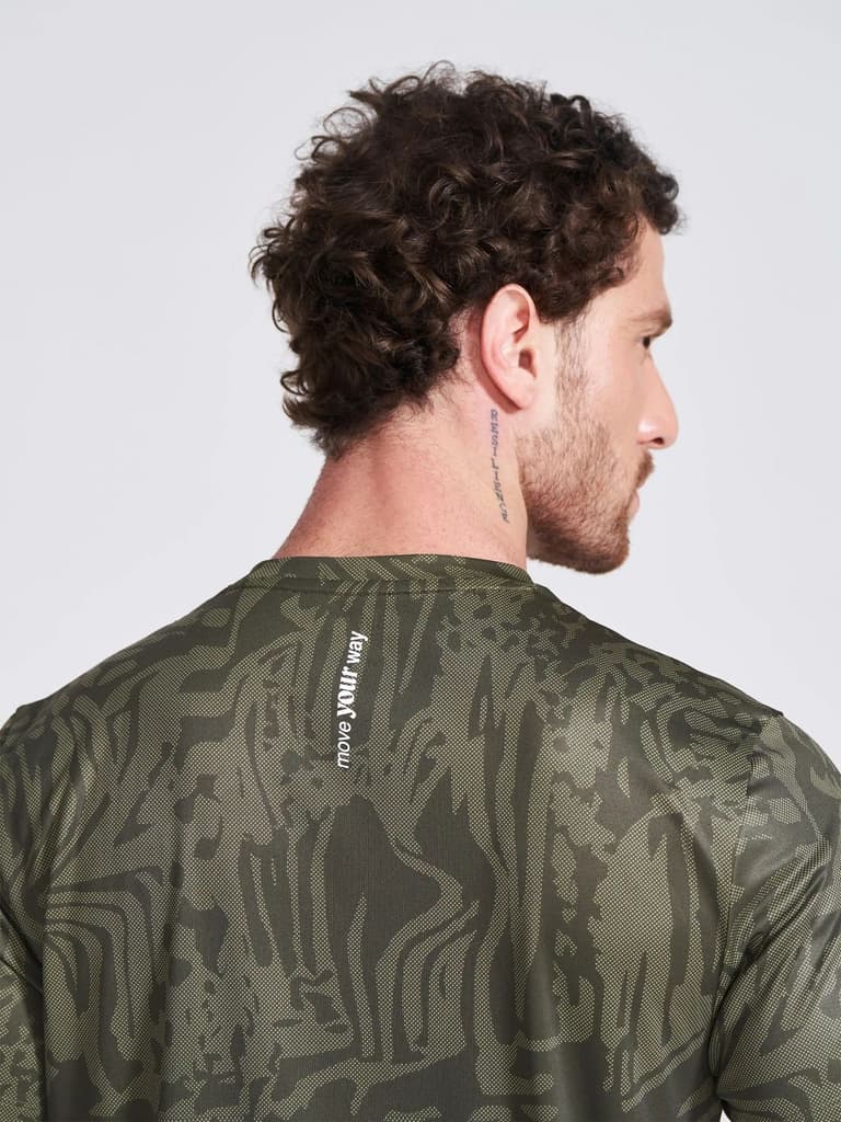 Men's Olive Printed Round Neck T-Shirt — photo 6