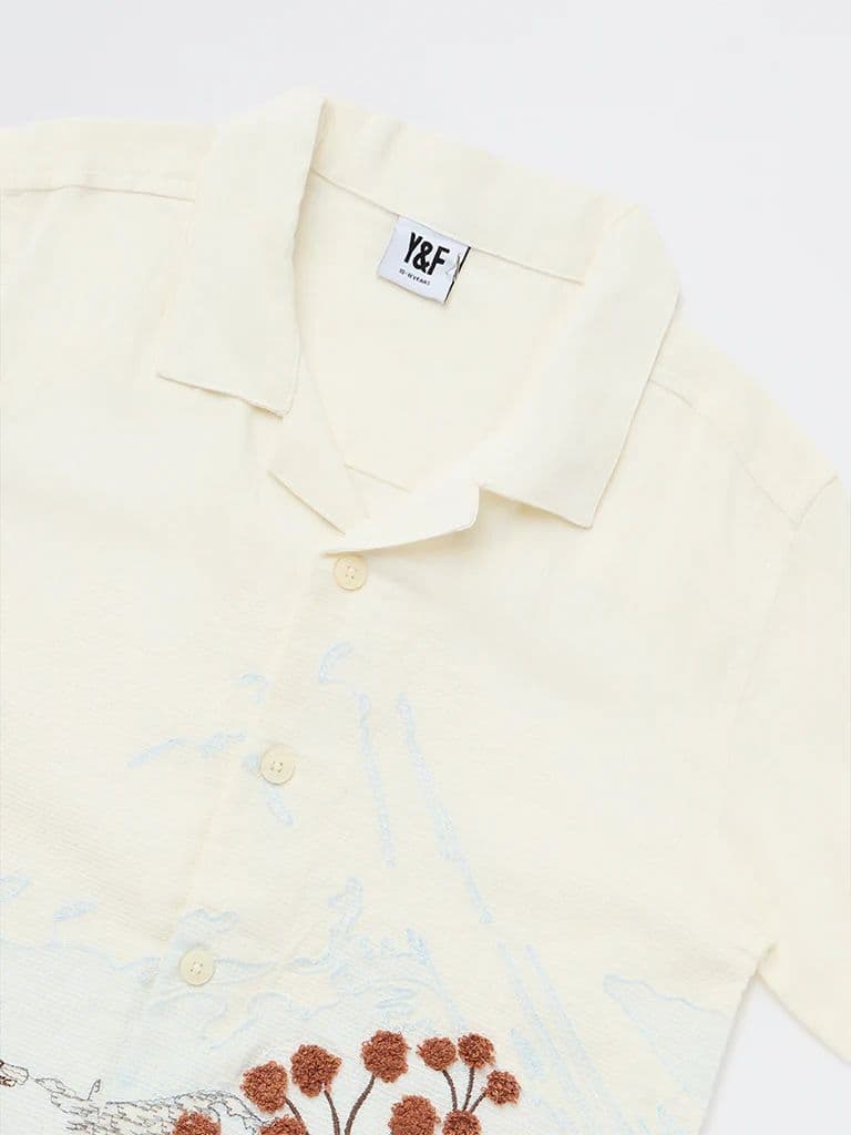 Y&F Kids Boys Off-White Scenic-Inspired Shirt — photo 5