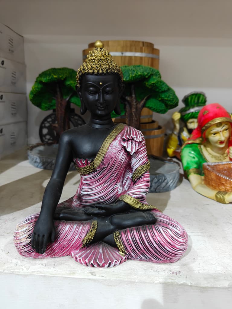 Black Statue of Buddha | Meditation | Decorative | Gold