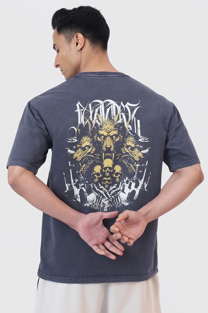 Skull Washed Oversized T-shirt Navy — photo 6