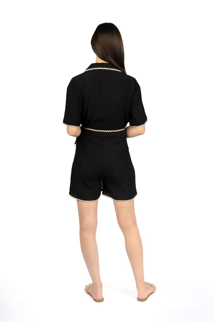 Black Solid Collared Boxy Co-ord Set — photo 4