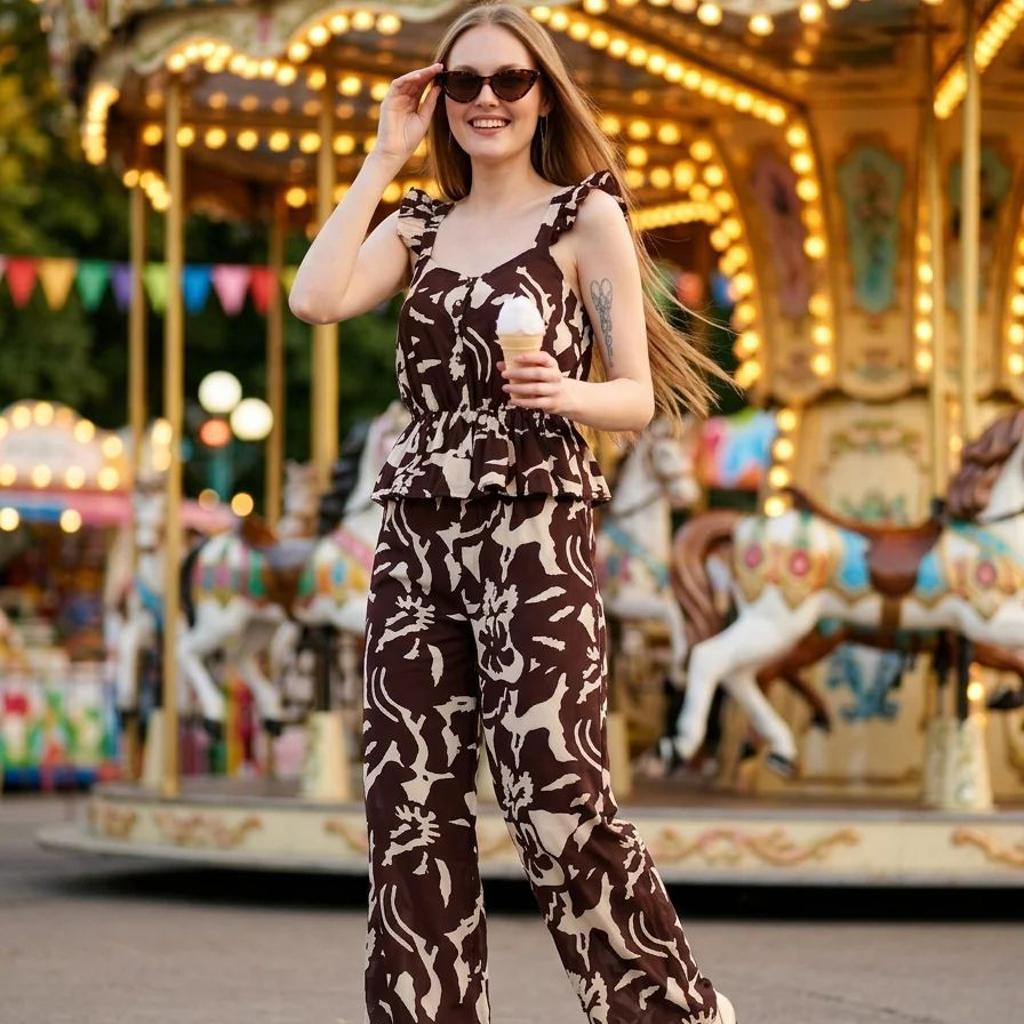 Cory Edge Aegean abstract jumpsuit- Brown