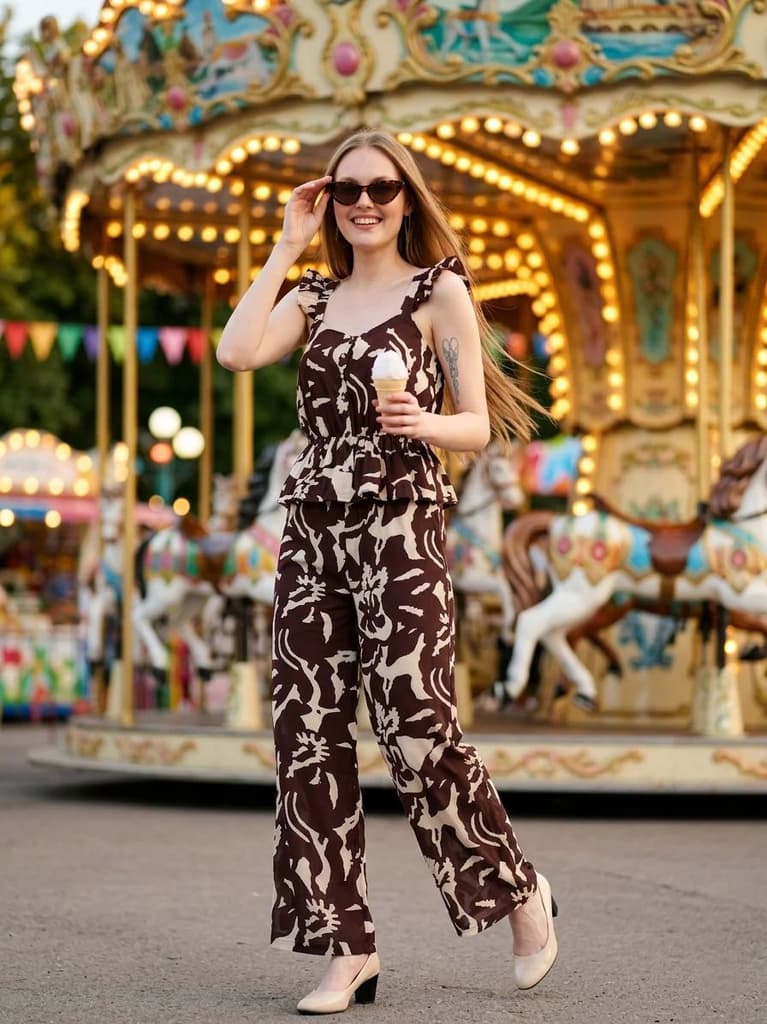 Cory Edge Aegean abstract jumpsuit- Brown