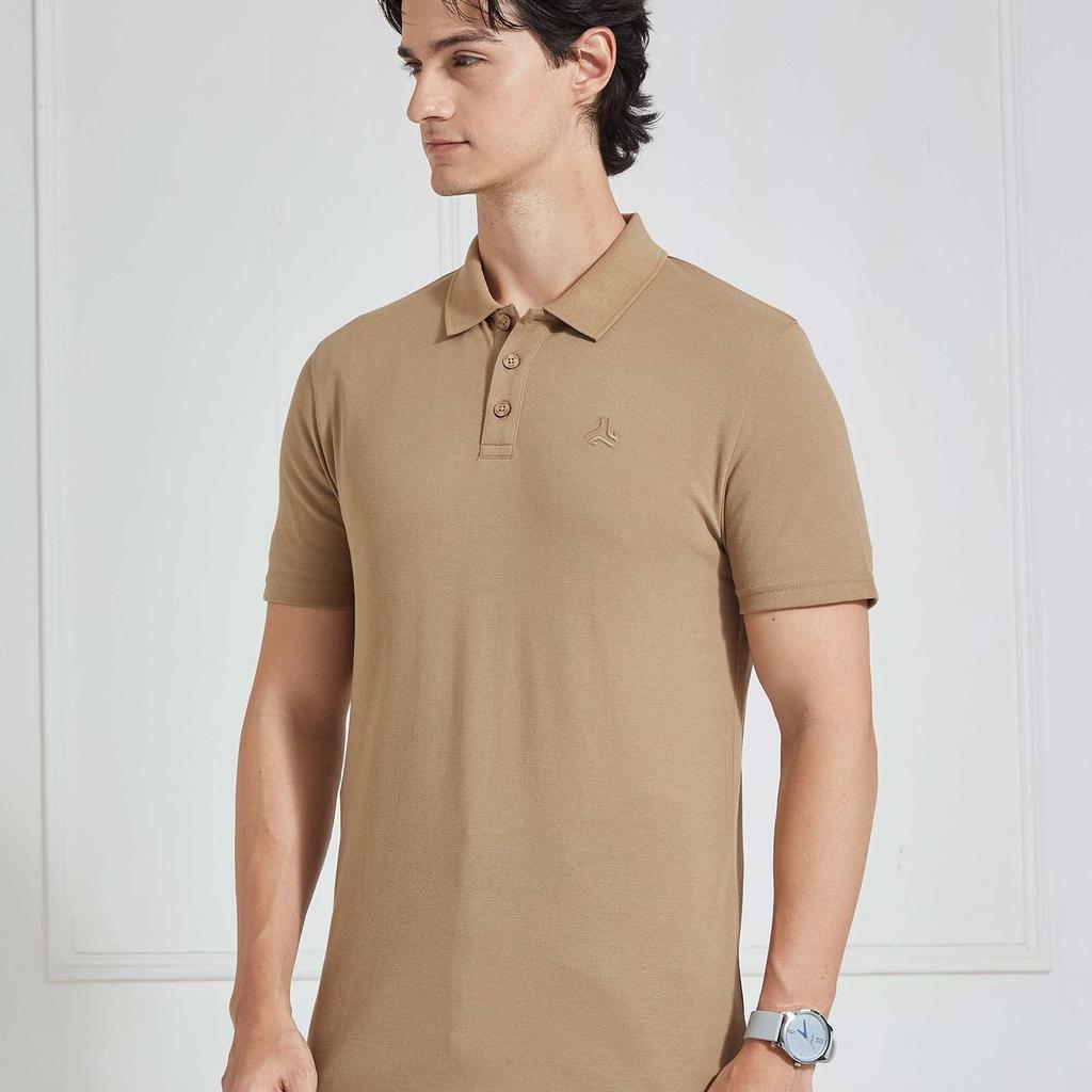 Men's Brown Solid Polo Collar T-Shirt