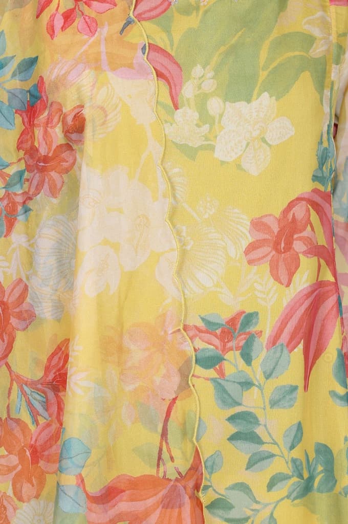 Yellow Floral Printed Organza Straight Kurta with Pants and Dupatta Set — photo 2