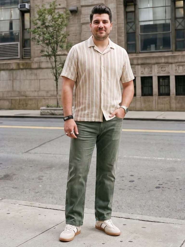 Plus Men's Olive Relaxed Fit Washed Denim Jeans Non-Stretchable — photo 4
