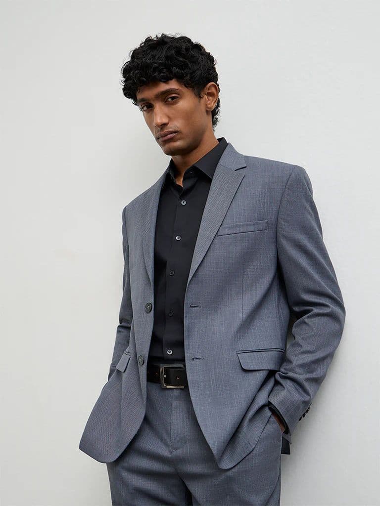 WES Formals Dark Grey Slim-Fit Blazer — photo 2