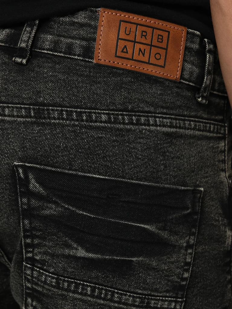Men's Black Regular Fit Acid Washed Denim Jeans Stretchable — photo 6