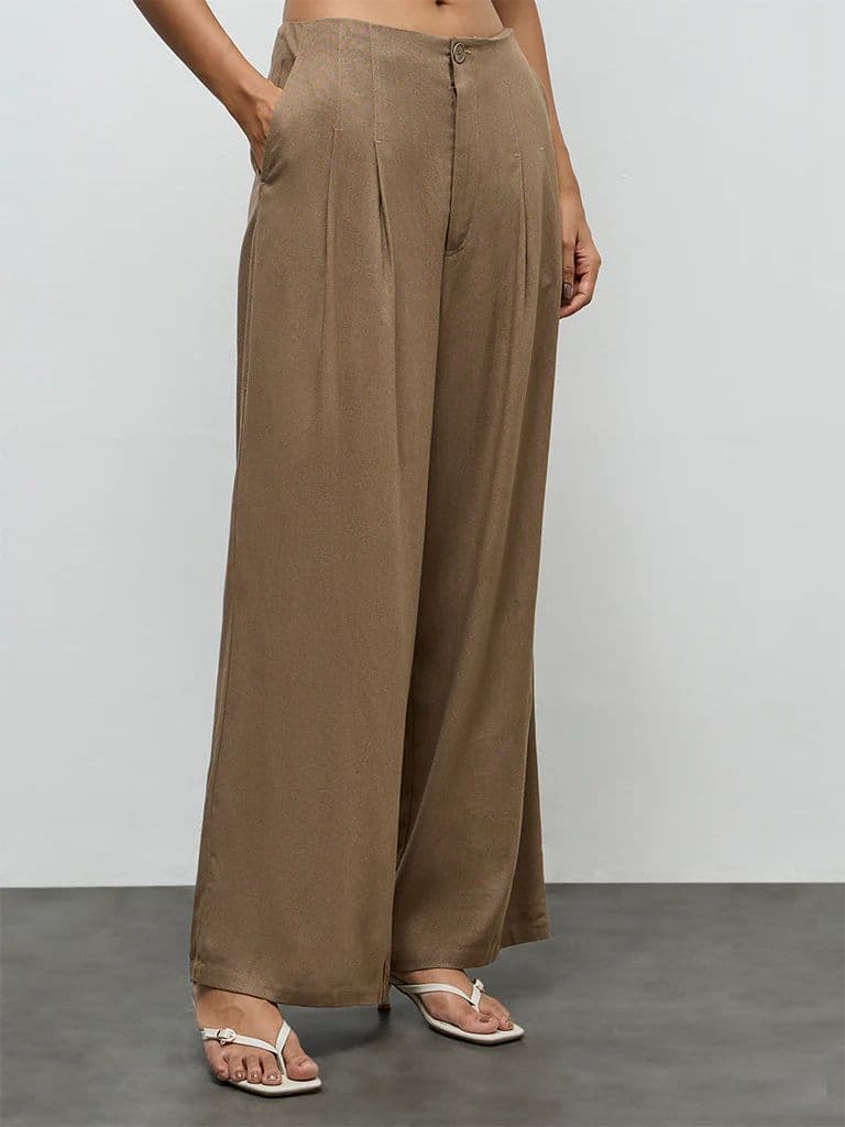 LOV Brown High-Rise Trousers — photo 2