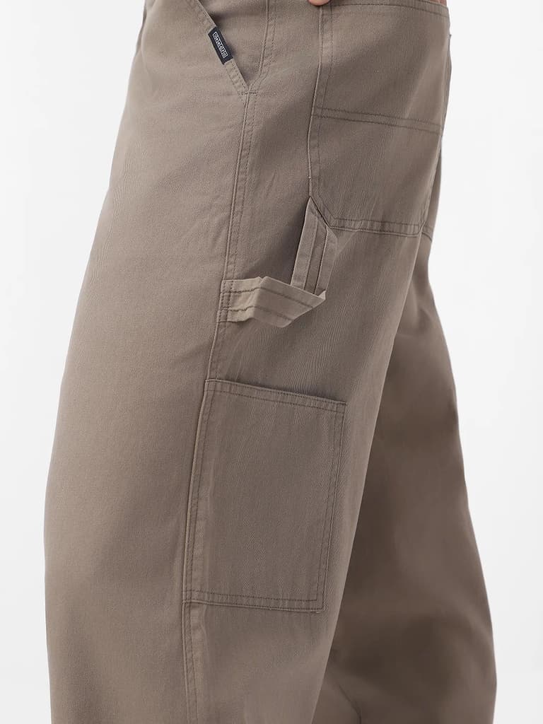 Men's Grey Loose Baggy Fit Solid Carpenter Trouser Pant with 5 Pockets Non-Stretchable — photo 7