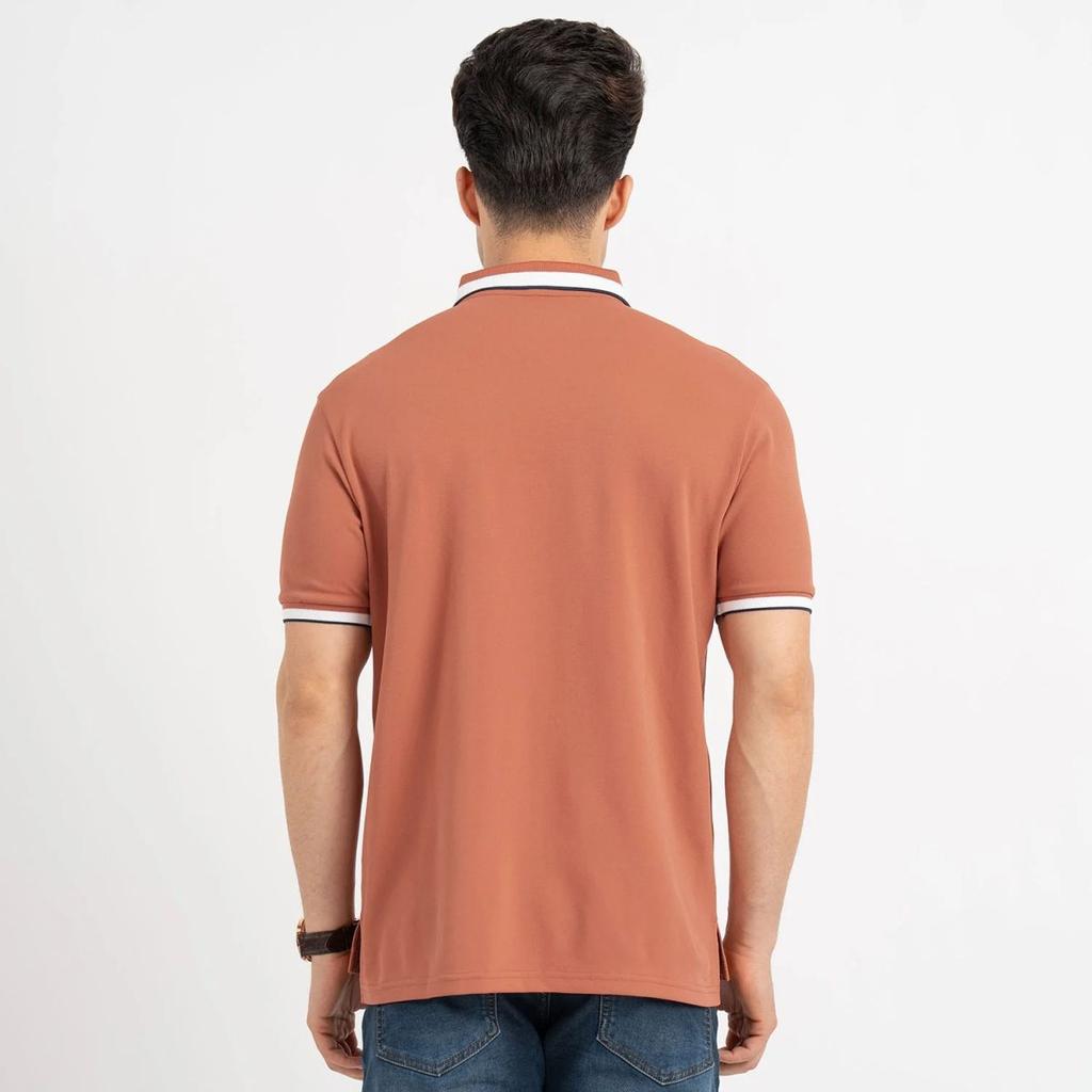 T Shirts for Men in Burnt Orange | Polo Half Sleeve T Shirt — photo 3