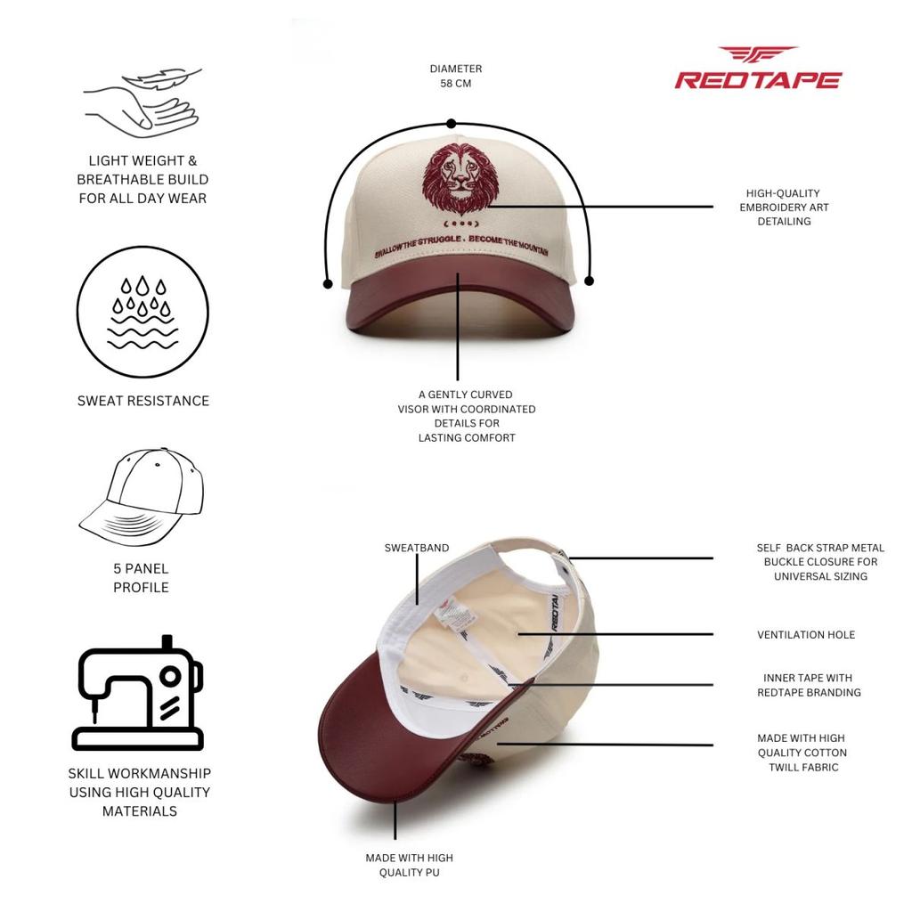 Unisex Beige Brown Colourblocked Cotton Twill Baseball Cap with Adjustable Strap — photo 4