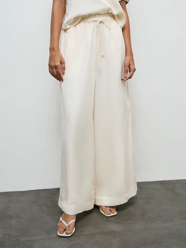 LOV Cream Solid High-Rise Pants — photo 2