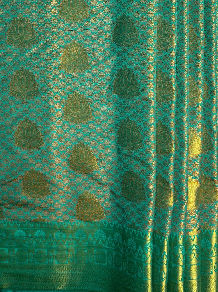 MIMOSA Women's Woven Design Kanjivaram Style Art Silk Saree with Blouse Piece - Saffire ( SA00003144SFFREE ) — photo 6
