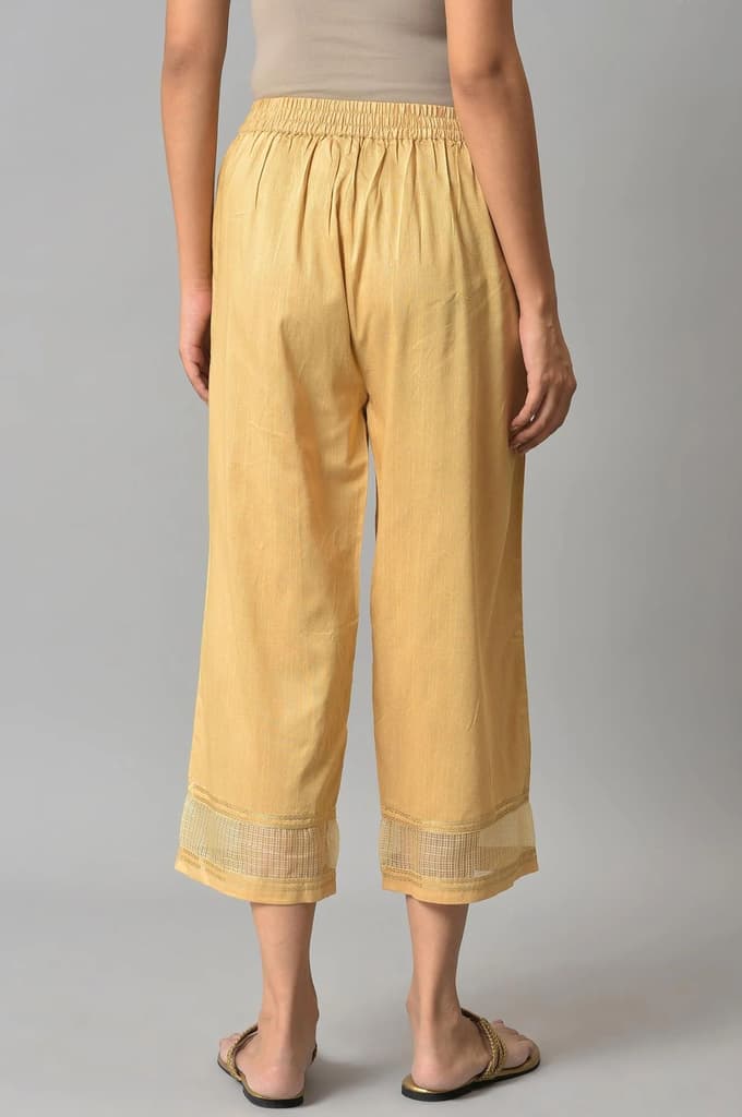 Gold Solid Straight Fit Culottes With Elasticated Waistband — photo 2