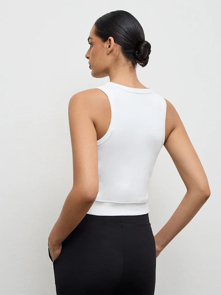 Nuoflexx Off-White Cotton Tank Top — photo 4
