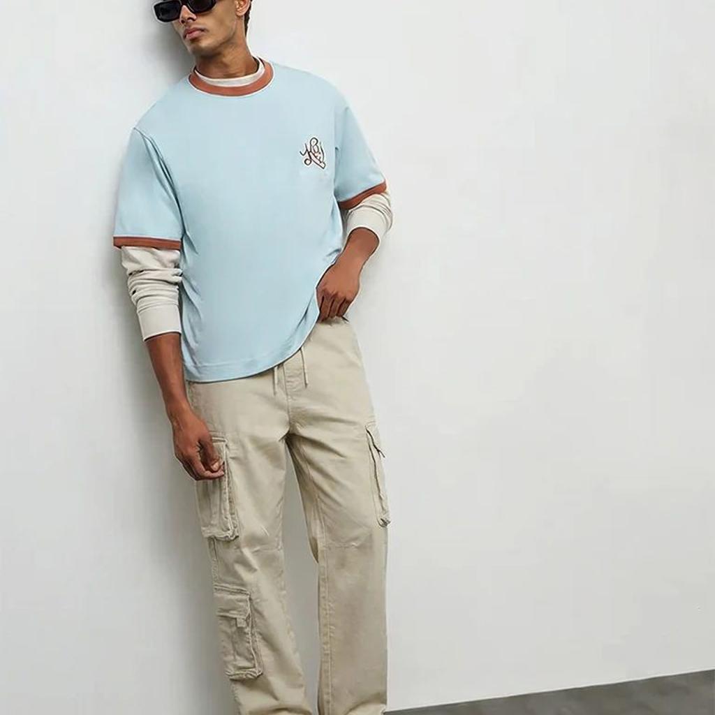 Nuon Beige Relaxed-Fit Mid-Rise Cotton-Blend Cargo Pants