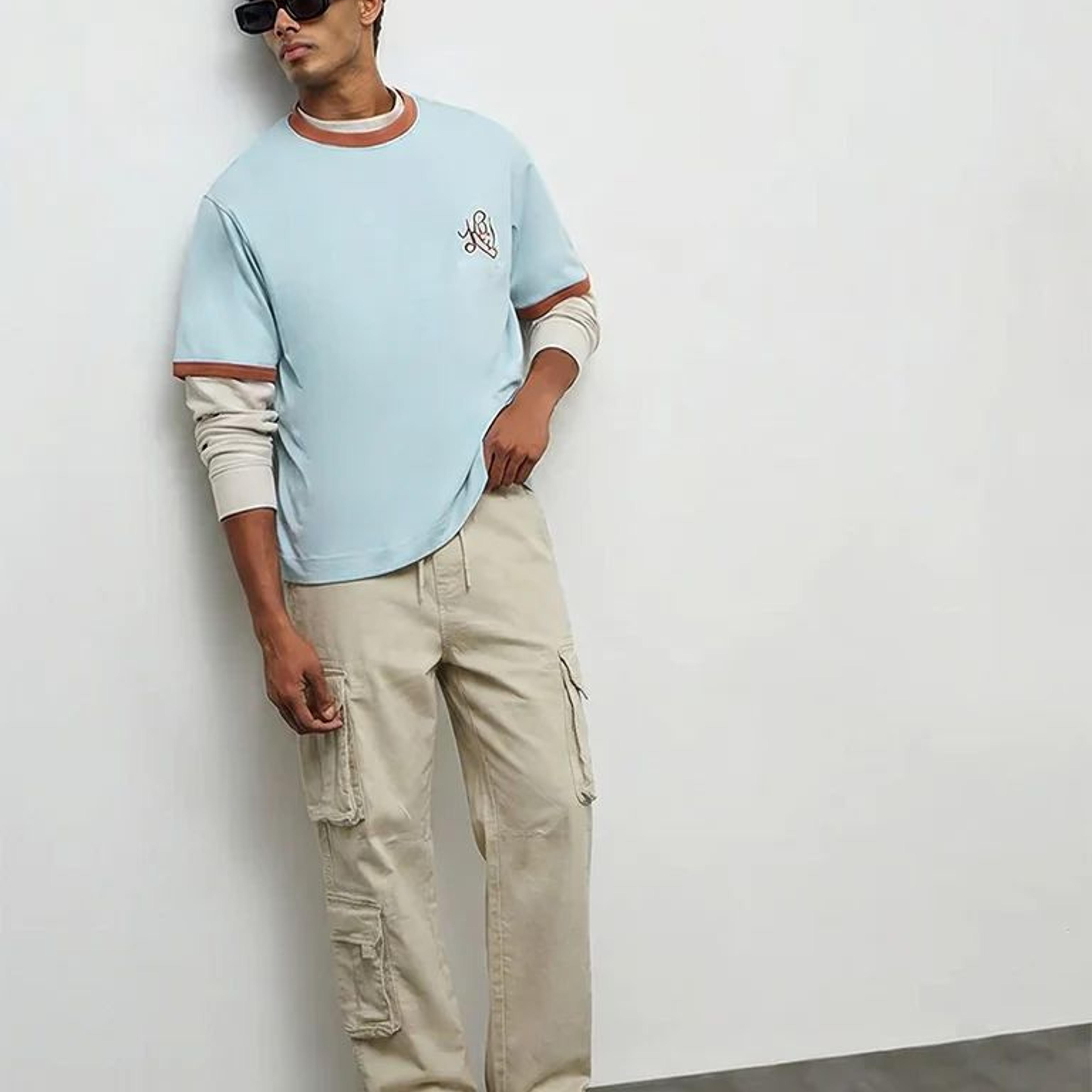 Nuon Beige Relaxed-Fit Mid-Rise Cotton-Blend Cargo Pants