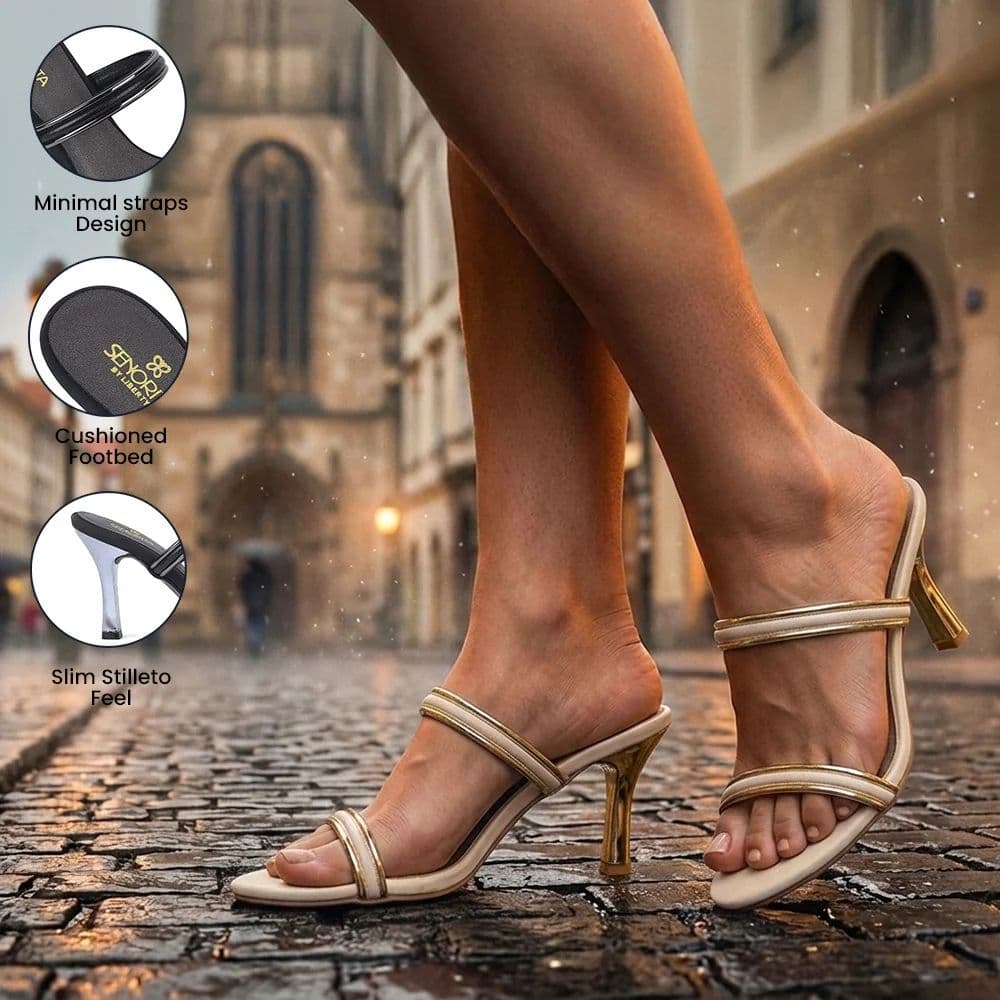 Senorita STY-161E Cream Casual Heeled Slippers for Women — photo 3