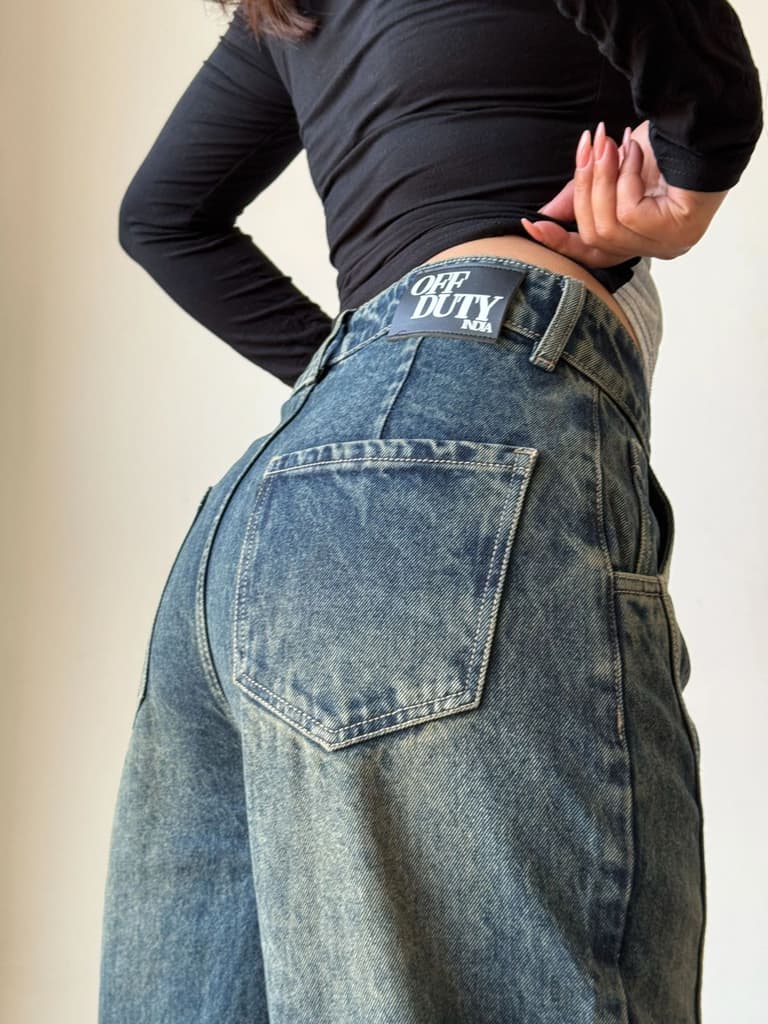 Tinted Vintage Washed Wide Leg Baggy Jeans — photo 5