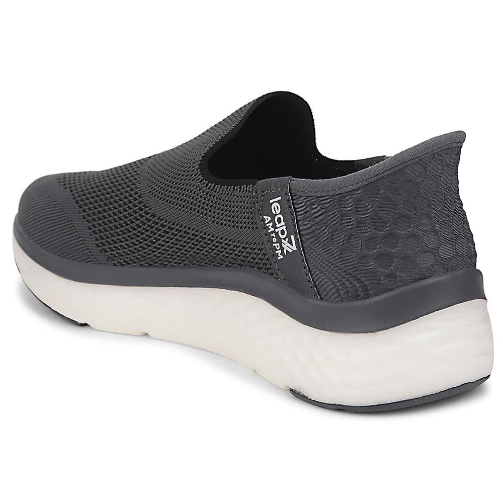 Leap7x Dark Grey Sports Non Lacing Walking Shoes For Men NITRUN-13 By Liberty — photo 4