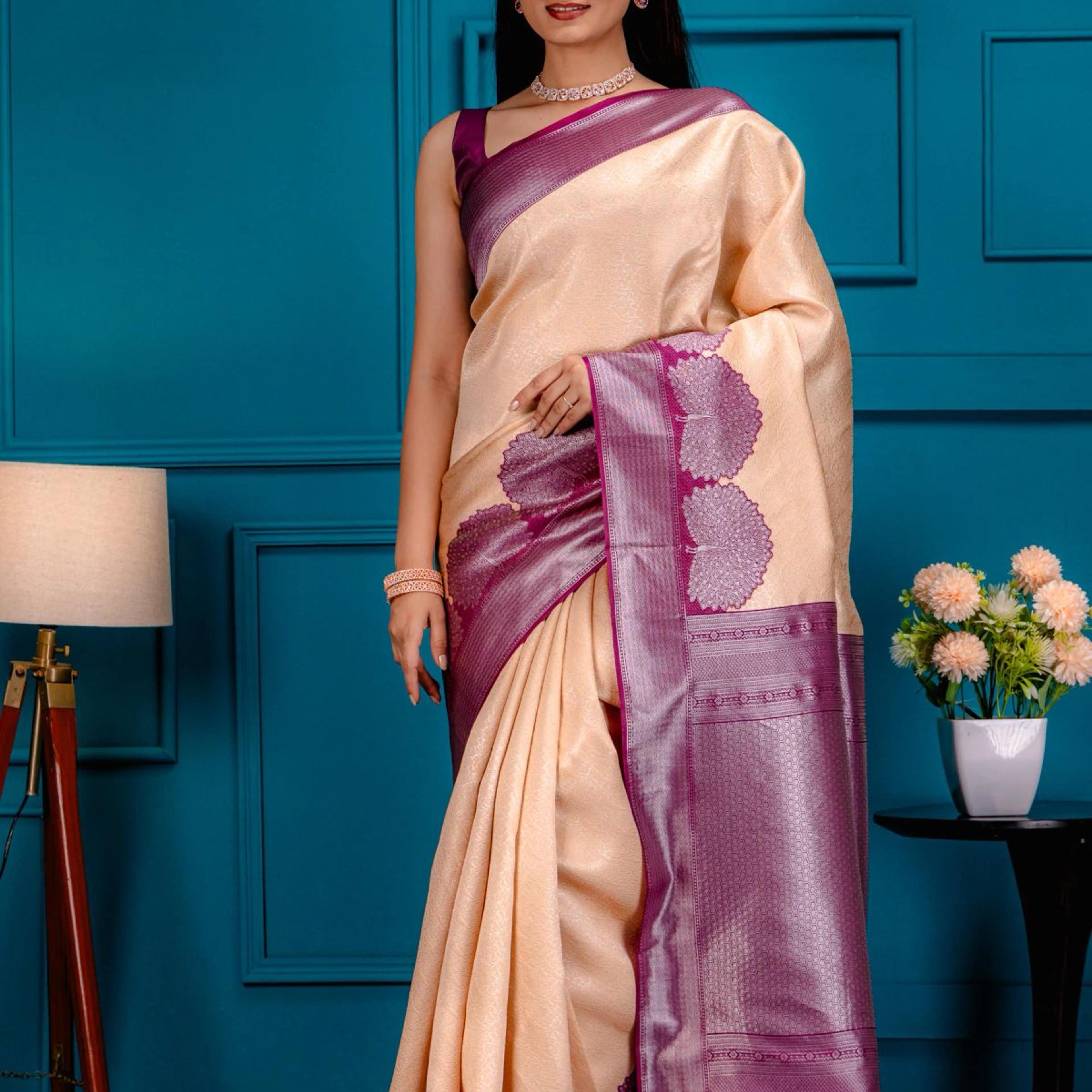 Mimosa Women's Woven Design Banarasi Style Art Silk Saree With Blouse Piece : SA00001803PCFREE