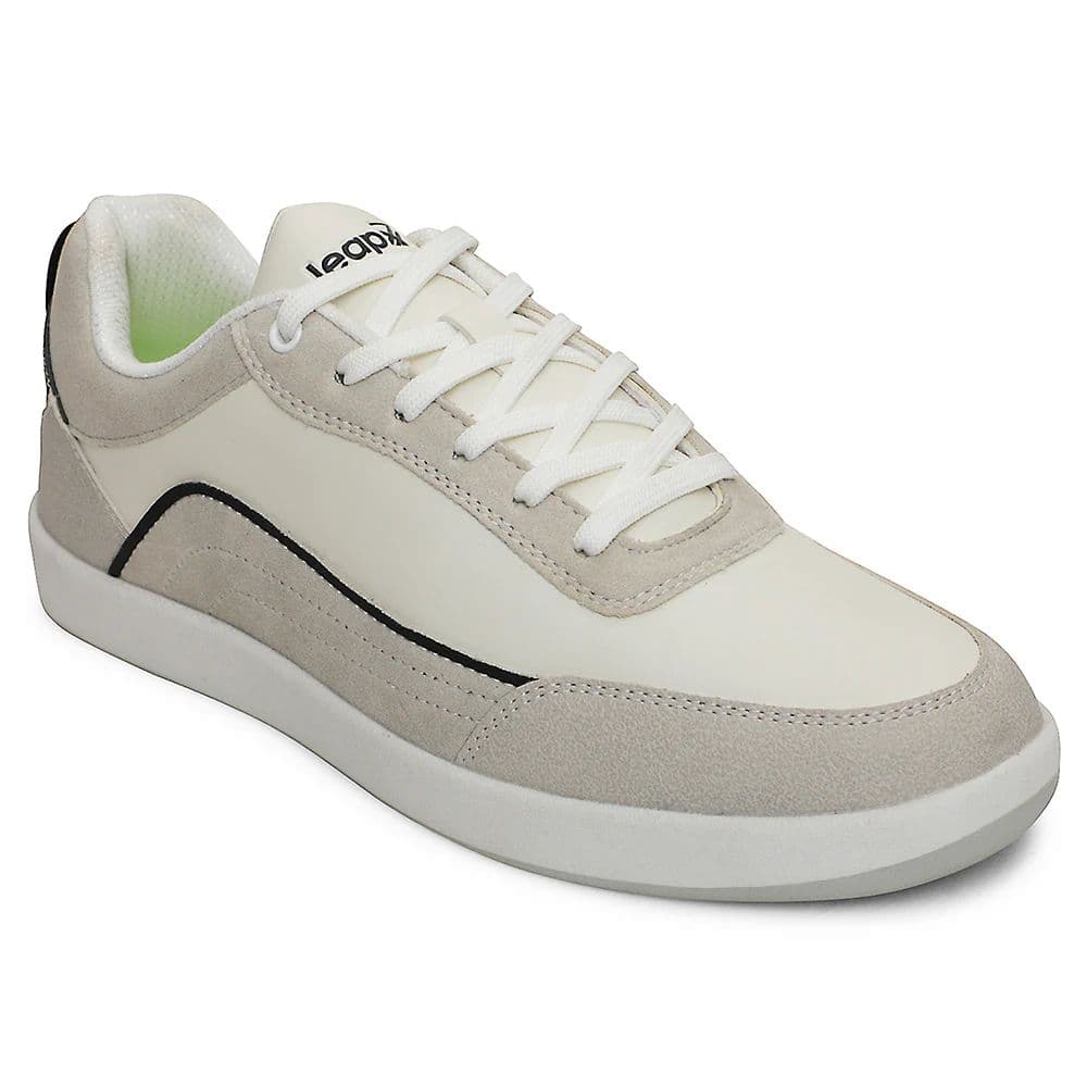 Leap7x White Casual Lacing Sneakers For Men CLASTO-2E By Liberty — 6/40 / White