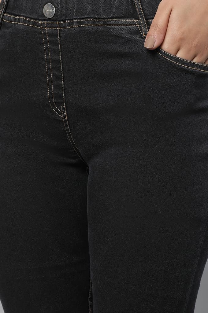Grey Solid Skinny Fit Denim Jeggings With Slip On Closure — photo 7