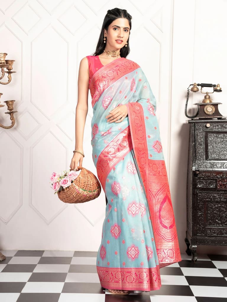 Mimosa Women's Woven Design Kanjivaram Style Art Silk Saree With Blouse Piece : SA00002068SFFREE — photo 5