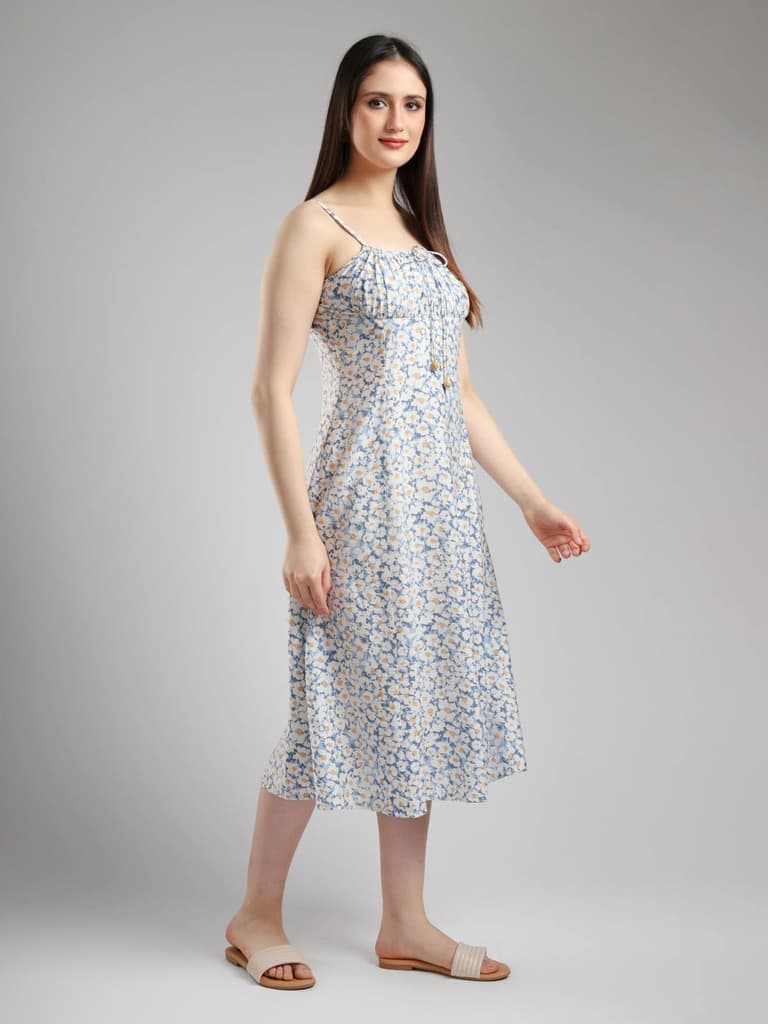 Ismera Midi Floral Dress- Blue — photo 4