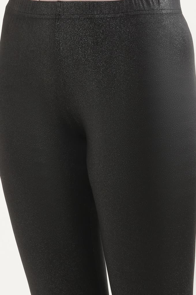 Black Solid Skinny Fit Tights With Elasticated Waist — photo 7