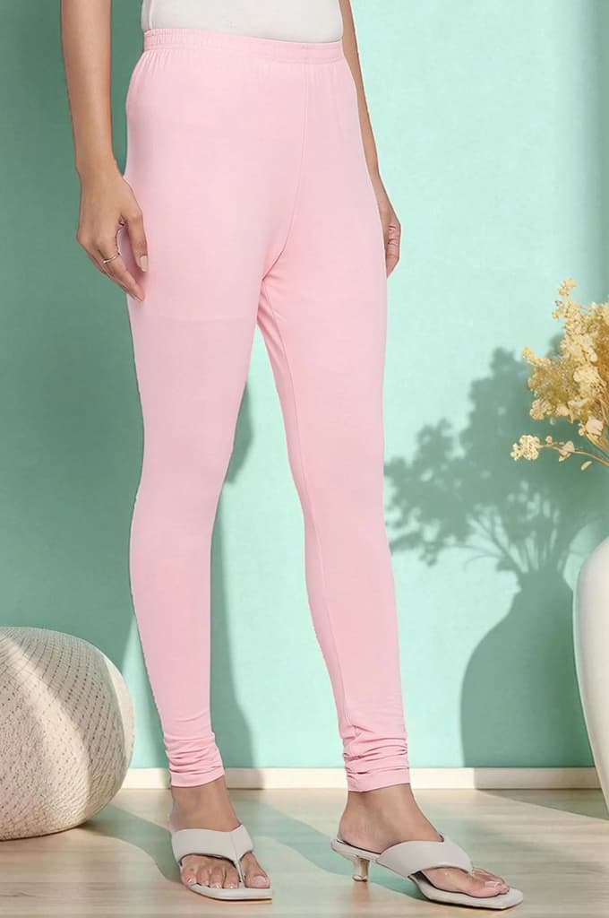 Light Pink Solid Cotton Blend Tights in Ankle Length — photo 3
